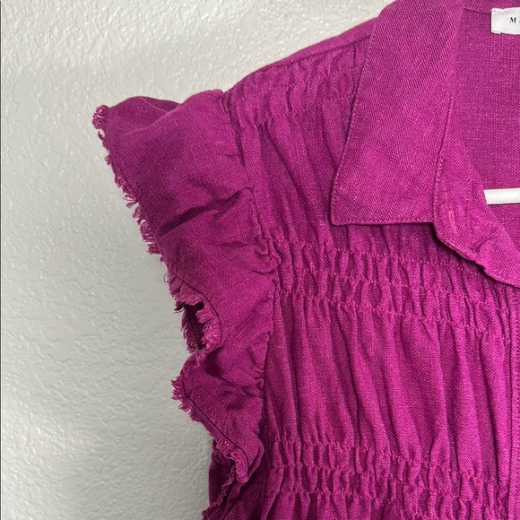 Melissa Nepton Linen Purple Button-Up Dress SP - Picture 4 of 8